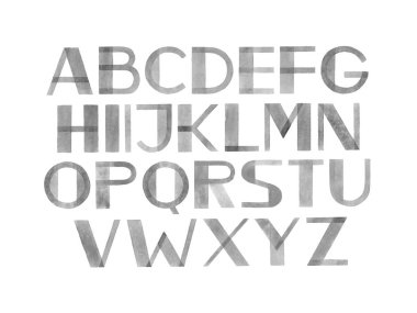 Renkli suluboya aquarelle alfabesi harfleri