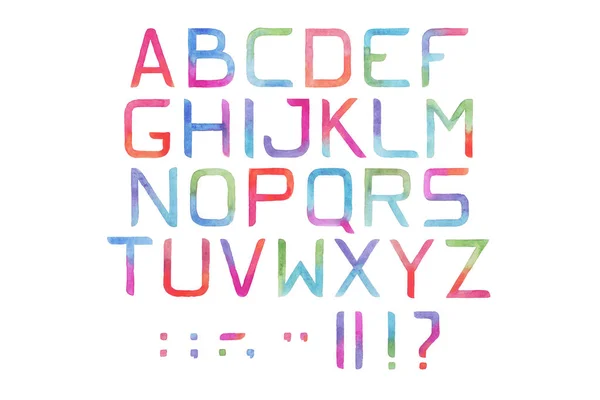 Aquarelle akwarela kolorowe litery alfabetu — Zdjęcie stockowe