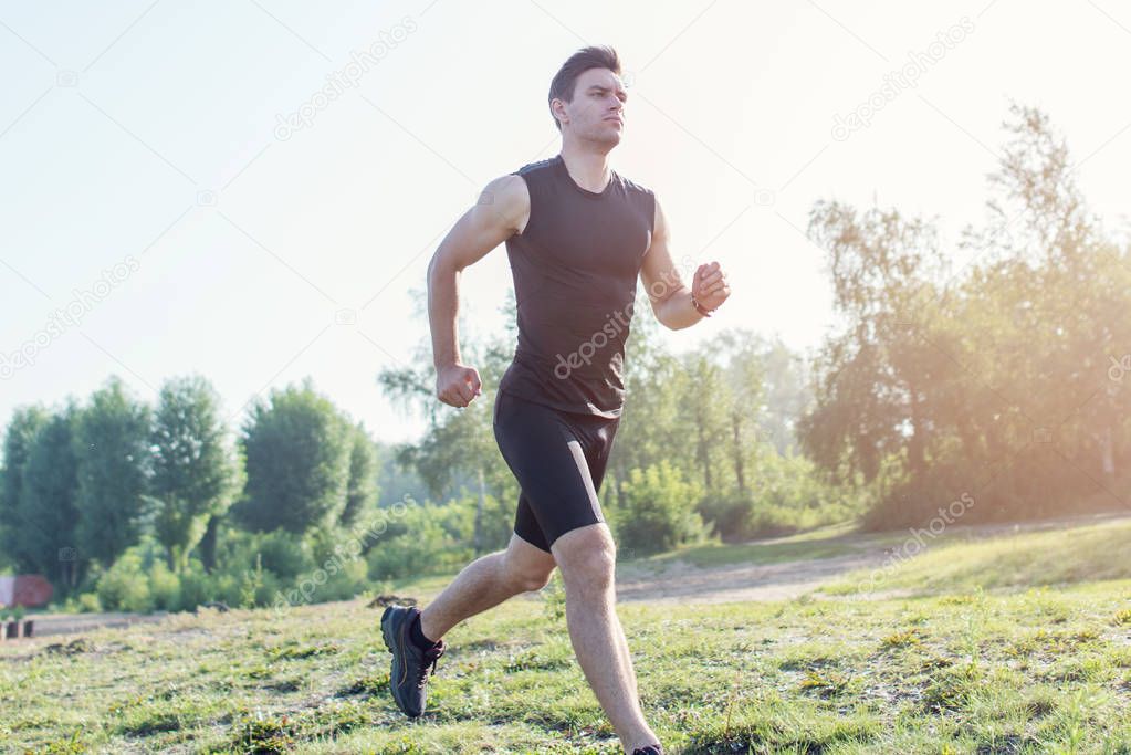 Fit man running outdoor