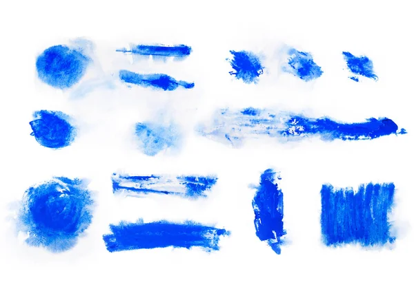 Blue paint watercolor aquarelle stains — Stock Photo, Image