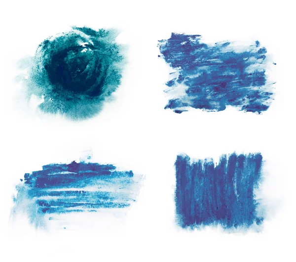 Blue paint watercolor aquarelle stains — Stock Photo, Image