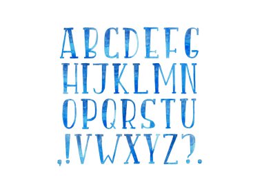 Suluboya aquarelle alfabesi harfleri