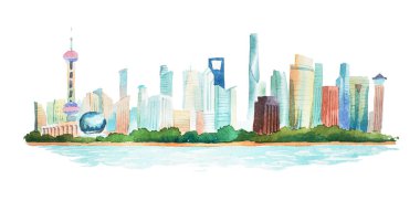 Büyük modern şehrin panoramik görünüm