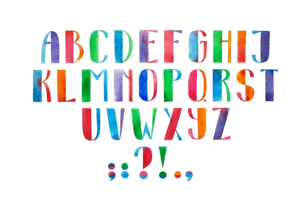 Aquarelle hand drawn alphabet — стокове фото