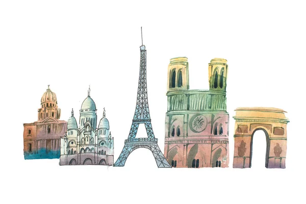 Staden av Paris Skyline, berömda landmärken, — Stockfoto