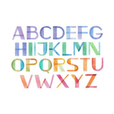 Aquarelle hand drawn alphabet