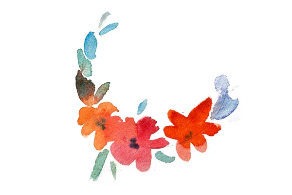 Watercolor drawing of fresh garden flowers — Stock Photo, Image