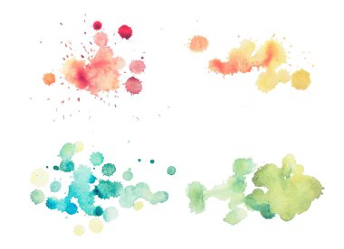 Beyaz arka plan üzerinde renkli retro vintage soyut suluboya aquarelle sanat el boya