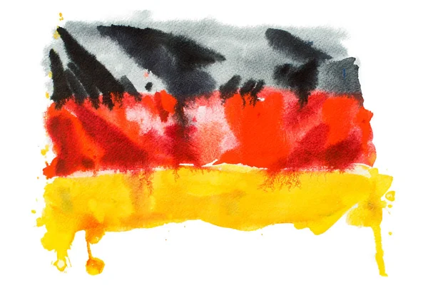 Vlag van Duitsland, met de hand getekende aquarel illustratie. — Stockfoto