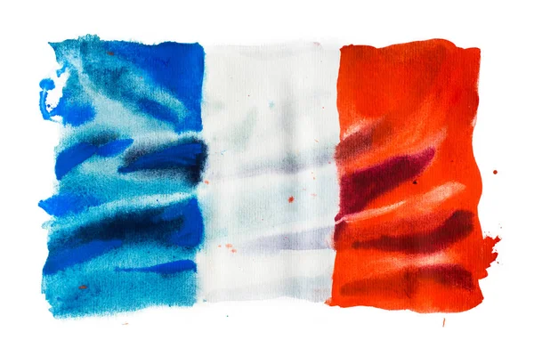 Bandeira da França, ilustração aquarela desenhada à mão — Fotografia de Stock