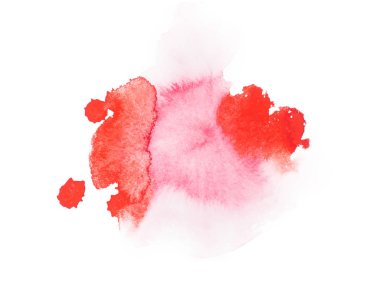 Soyut suluboya aquarelle el çekilmiş renkli şekiller sanat kırmızı renk boya veya kan splatter leke