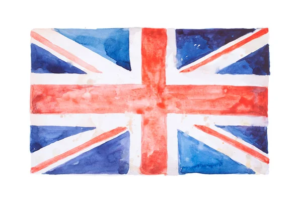 Brittiska flaggan. Storbritannien. Akvarell hand dras illustration. — Stockfoto