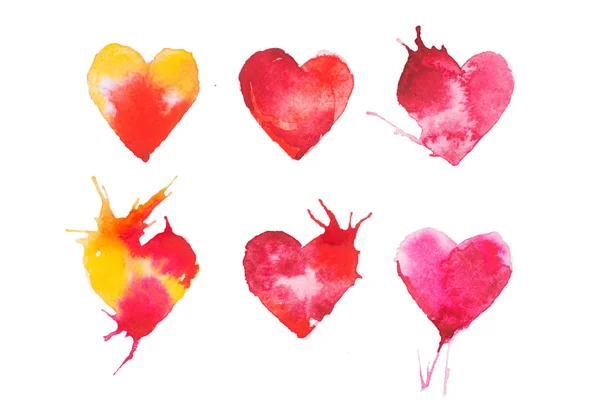 Watercolor painted red heart hand drawn illustration. — Stock Photo, Image