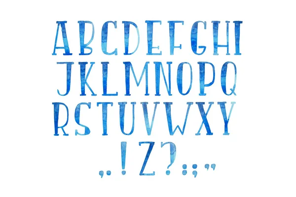 Aquarelle akwarela kolorowe czcionki typu odręcznie ręcznie rysowali abc alfabet litery — Zdjęcie stockowe