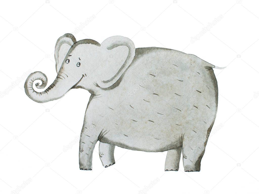 Watercolor hand draw of elephant Aquarelle illustration