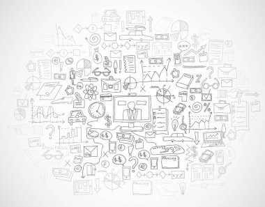 İş Finans analytics kazanç el çizmek doodle öğeleri banka