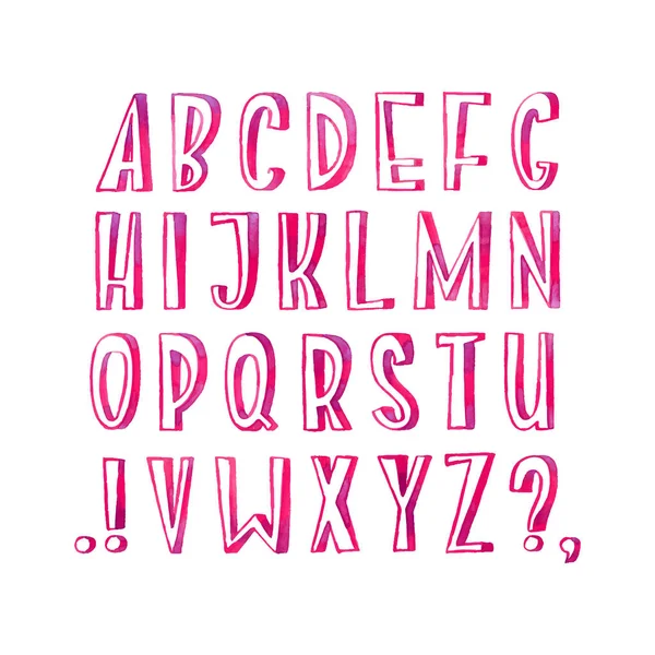 多彩的水彩画水彩画字体类型手写手绘 abc 字母 — 图库矢量图片