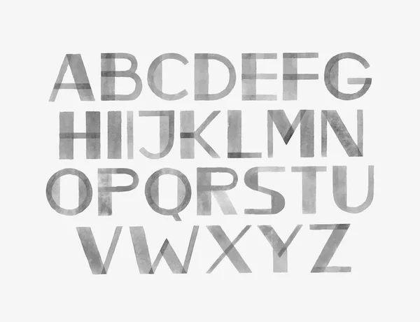 Suluboya aquarelle yazı tipi el yazısı türü ele çekin abc alfabesi harfleri — Stok Vektör