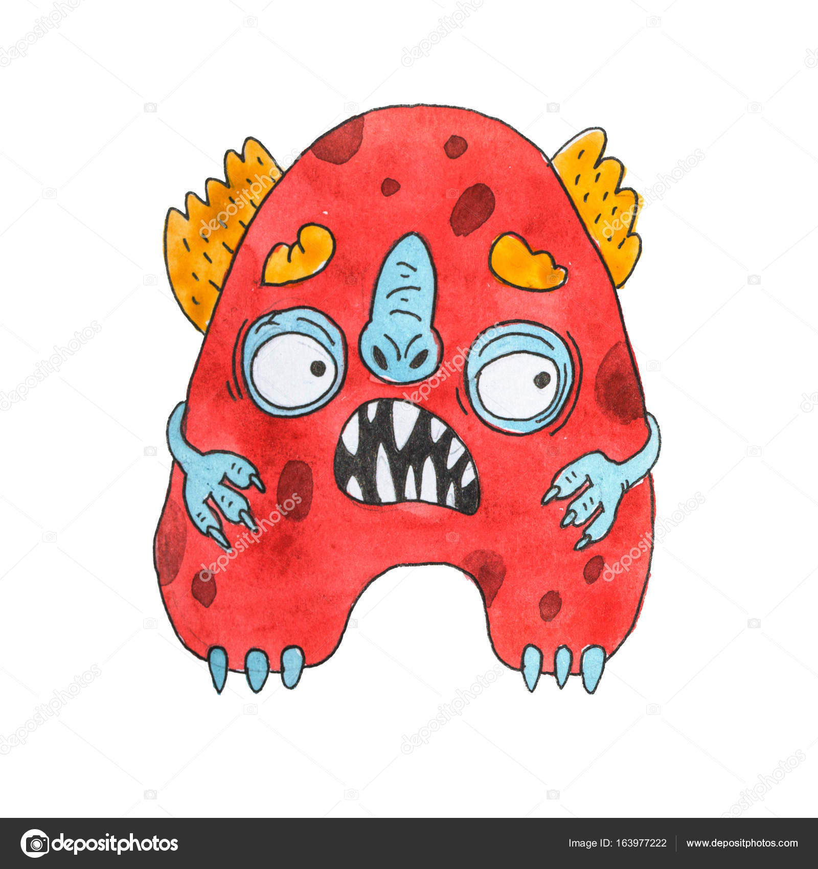 Download Funny Watercolor Cartoon English Alphabet With Monsters Stock Photo Image By C Undrey 163977222