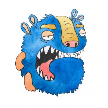 Komik suluboya karikatür İngilizce alfabesi canavarlar ile