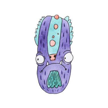 Komik suluboya karikatür İngilizce alfabesi canavarlar ile