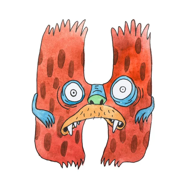 Komik suluboya karikatür İngilizce alfabesi canavarlar ile