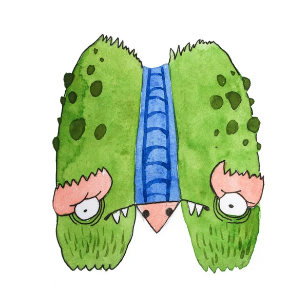 Komik suluboya karikatür İngilizce alfabesi canavarlar ile