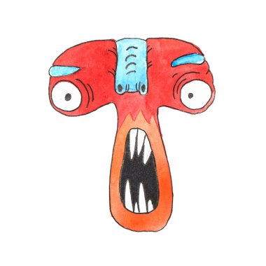 Komik suluboya karikatür İngilizce alfabesi canavarlar ile