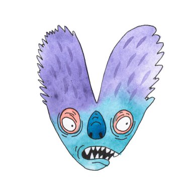 Komik suluboya karikatür İngilizce alfabesi canavarlar ile