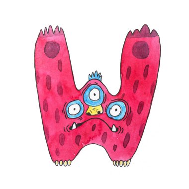 Komik suluboya karikatür İngilizce alfabesi canavarlar ile