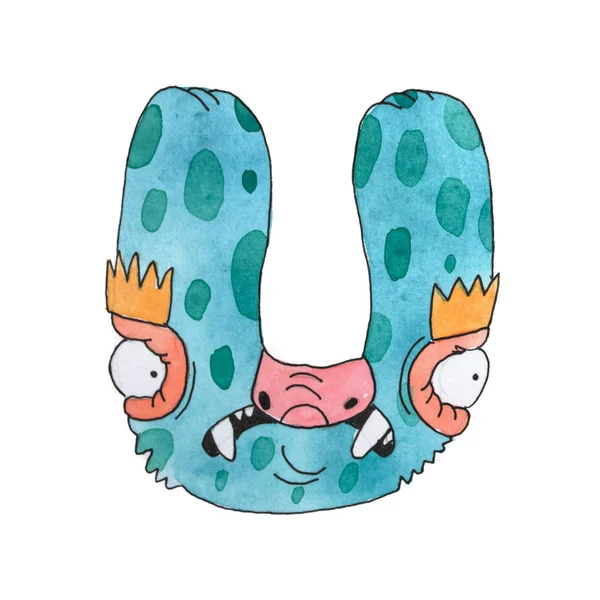 Komik suluboya karikatür İngilizce alfabesi canavarlar ile