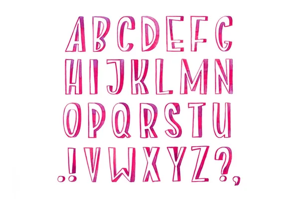 Aquarelle akwarela kolorowe czcionki typu odręcznie ręcznie rysowali abc alfabet litery — Zdjęcie stockowe