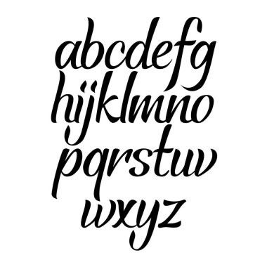 Fırça komut satırı hat cursive türü. Vektör aphabet el yazısı. Elle çizilmiş yazı yazı tipi.