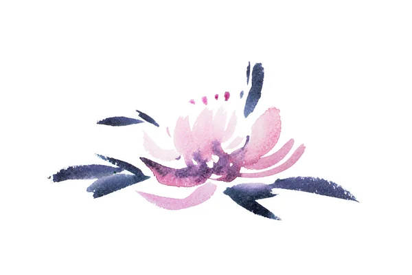 Akvarel čerpání čerstvých zahradních květin, letní louka kytice aquarelle malování — Stock fotografie