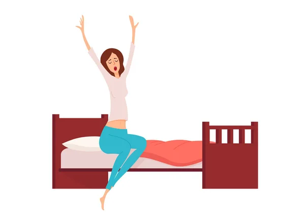 Donna che dorme o sogna di avere un riposo sdraiato sul divano — Vettoriale Stock