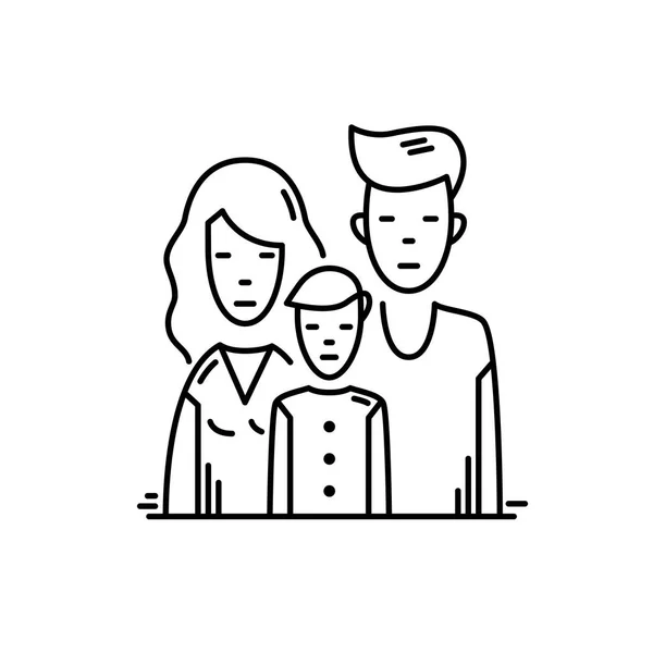 Icono de línea familia madre padre e hijo . — Archivo Imágenes Vectoriales