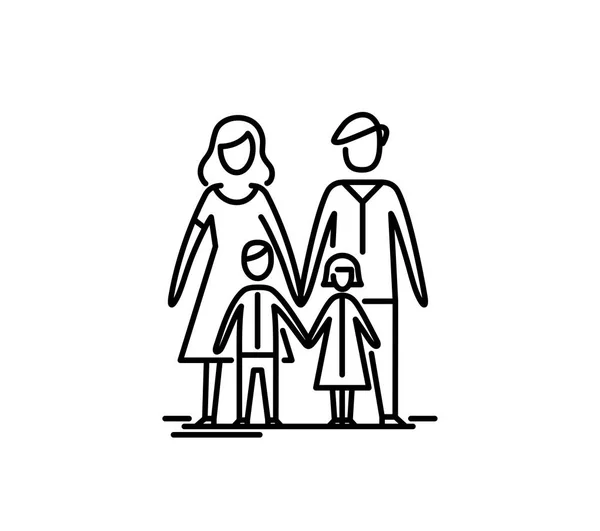 年轻的家庭母亲的父亲和两个孩子. — 图库矢量图片