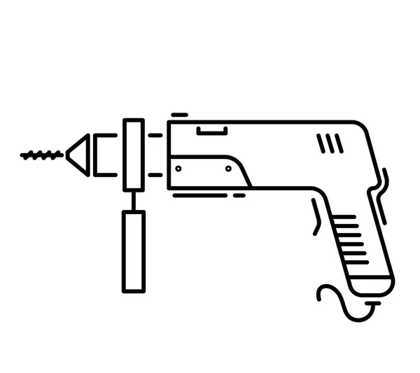 Herramientas de trabajo para la construcción y reparación punzonadora icono de línea — Vector de stock