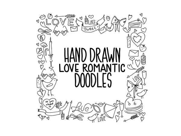 Hand drawn love doodle icons vector illustration. — Stock Vector