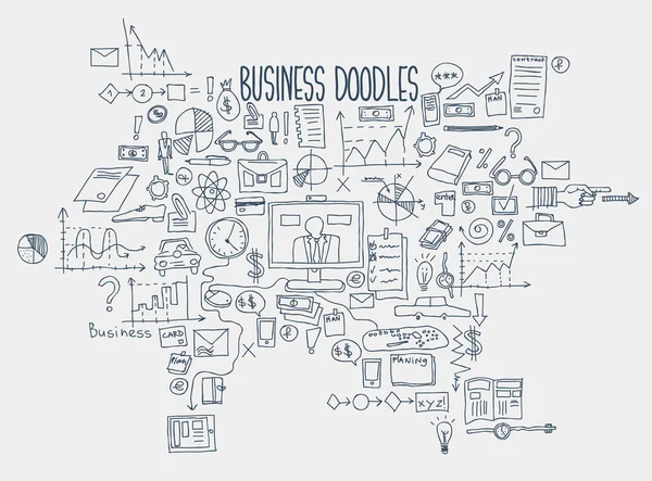 Mão desenhar elementos doodle. Gráfico gráfico de finanças empresariais — Vetor de Stock