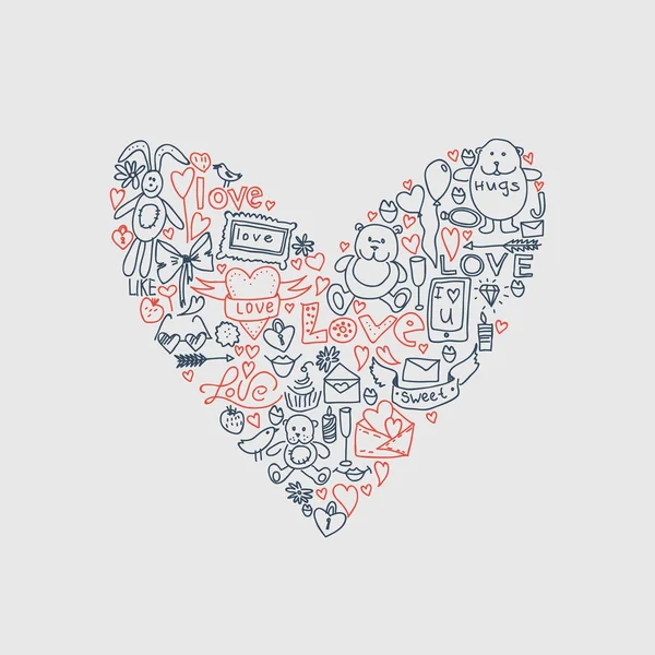 Handritad kärlek doodle ikoner vektor illustration. — Stock vektor