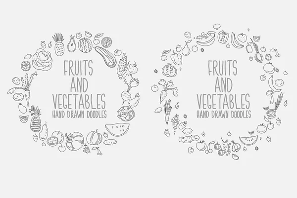 Dibujo garabato de verduras dibujadas a mano en blanco . — Archivo Imágenes Vectoriales