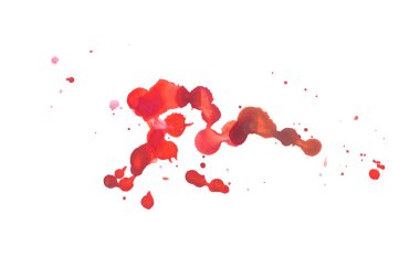 Soyut suluboya aquarelle el çekilmiş renkli şekiller sanat kırmızı renk boya veya kan splatter leke