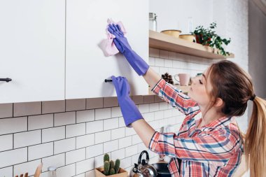Temizlik mutfak dolap kadın kauçuk eldiven