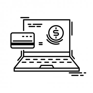 Ödeme yöntemleri ince çizgi simgesi. Online, ödeme kredi kartı, alışveriş.