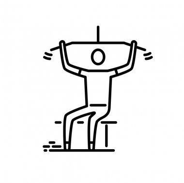 İnce çizgi simgesi. Adam eğitim cihazları üzerinde inşaat dışarı.