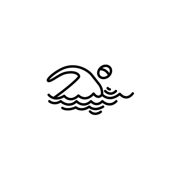 Ícone de linha fina. Nadador em água . — Vetor de Stock