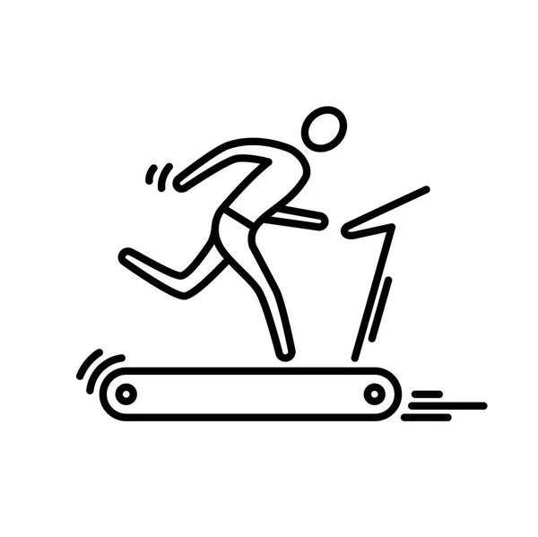Thin-Line-Symbol. Laufband Running Man Cardio Workout. — Stockvektor