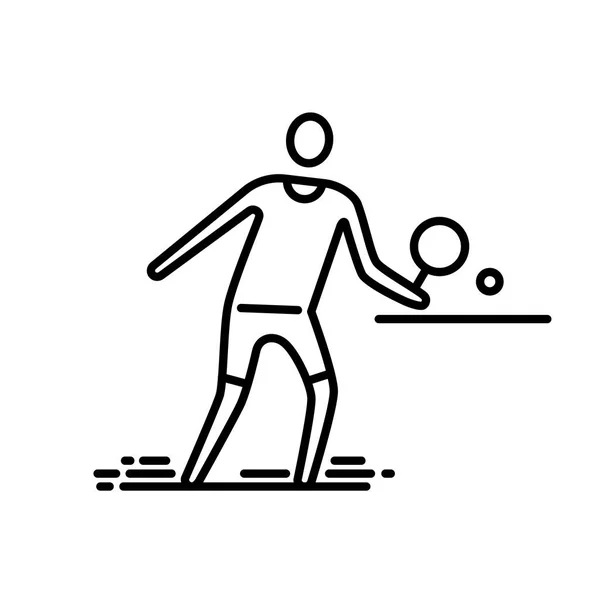 Icono de línea delgada. Ping pong, jugador de tenis de mesa — Vector de stock