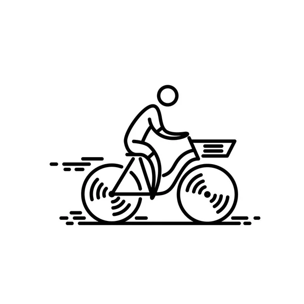 Bisiklet. Bisiklet simge vektör. Bisiklete binme. İnce çizgi simgesi. — Stok Vektör
